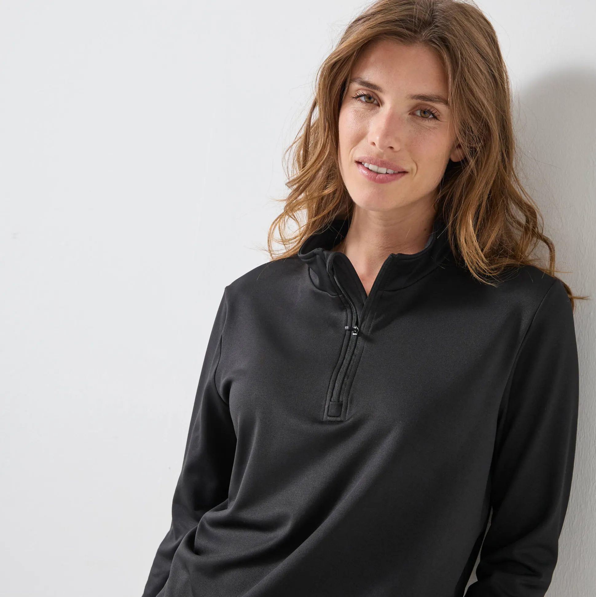 T-shirt met opstaande ritskraag en lange mouwen, intense warmte