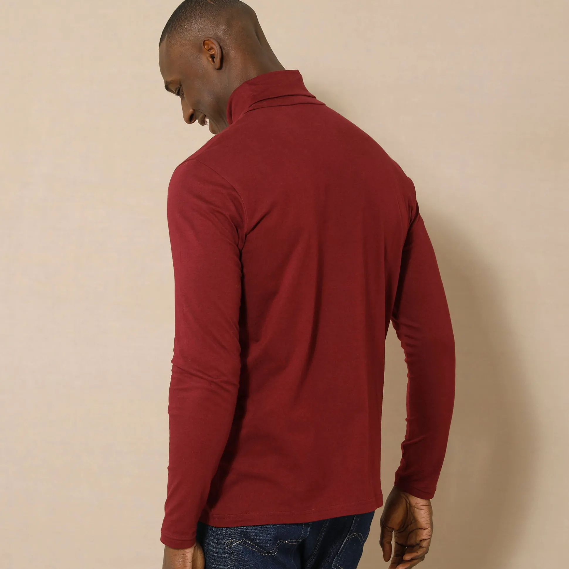 T-shirt met rolkraag en lange mouwen
