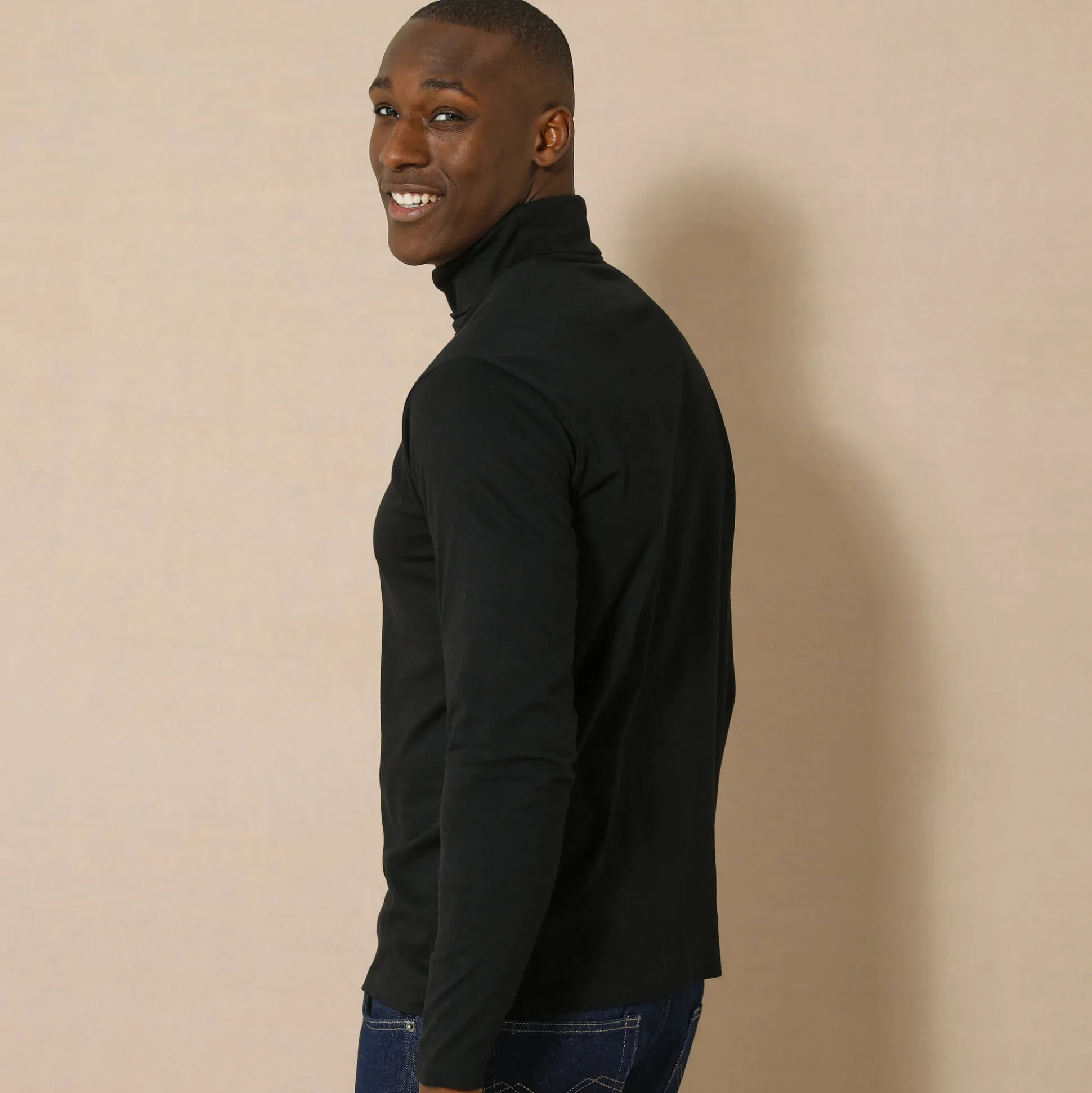 T-shirt met rolkraag en lange mouwen
