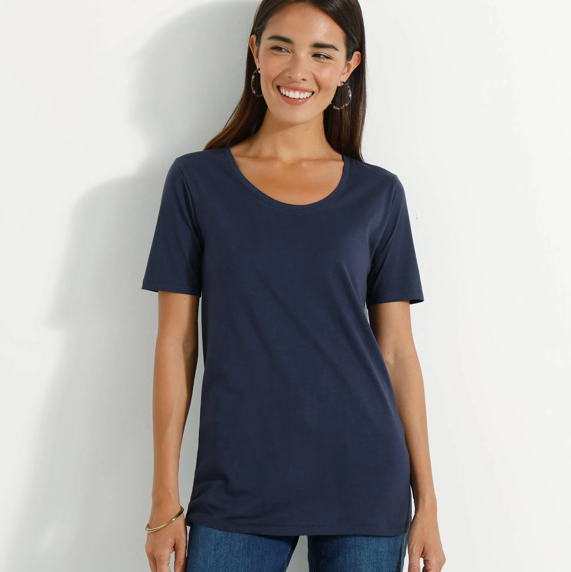 T-shirt met ronde hals en korte mouwen