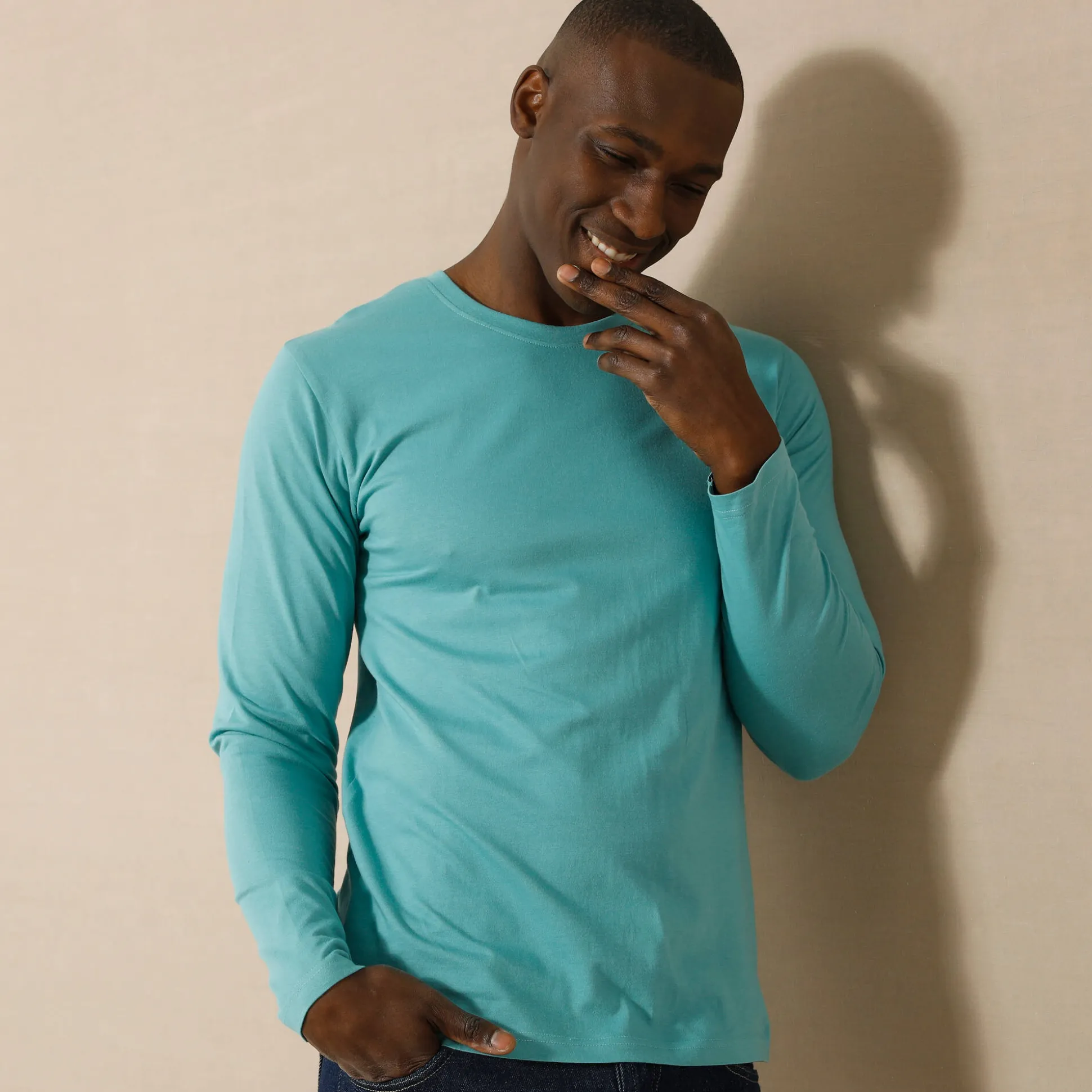 T-shirt met ronde hals en lange mouwen