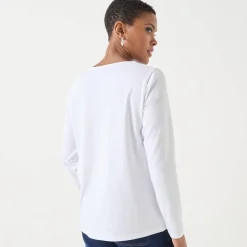 T-shirt met ronde hals en lange mouwen in kant