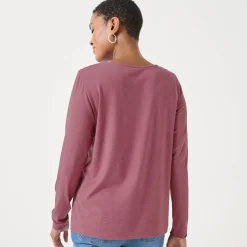 T-shirt met ronde hals en lange mouwen in kant