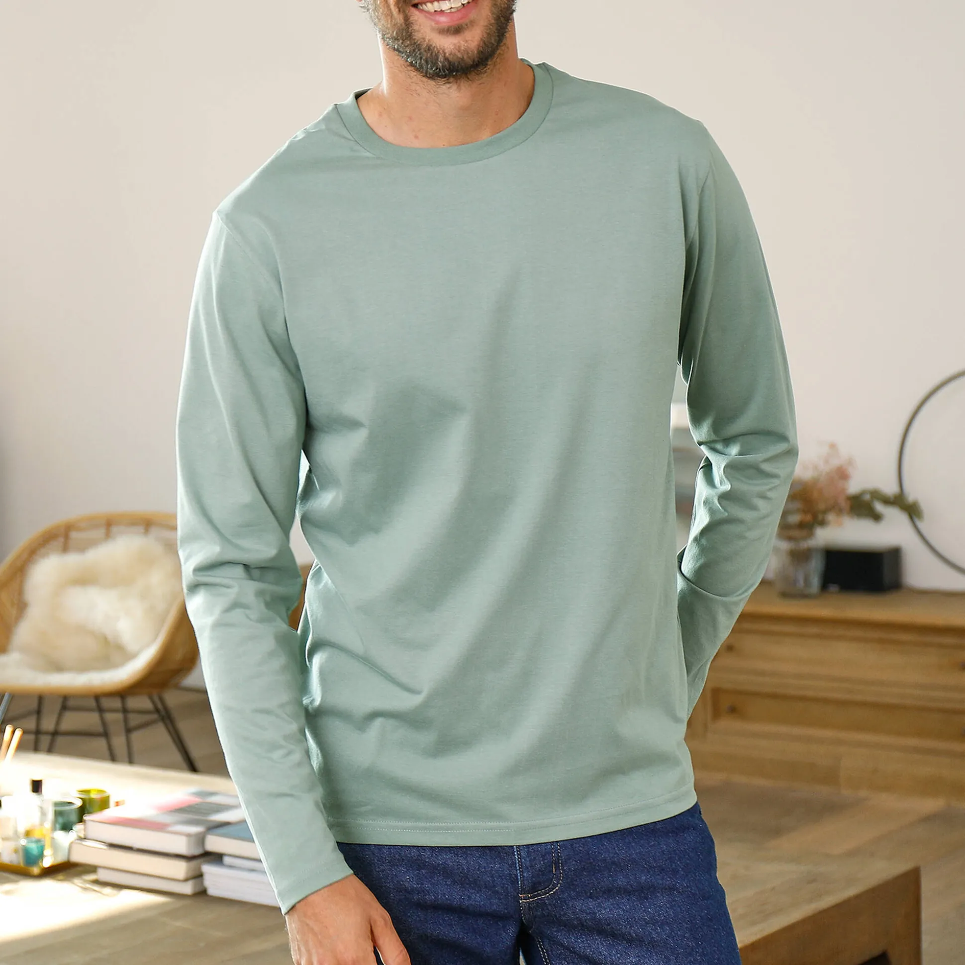 T-shirt met ronde hals en lange mouwen - set van 3