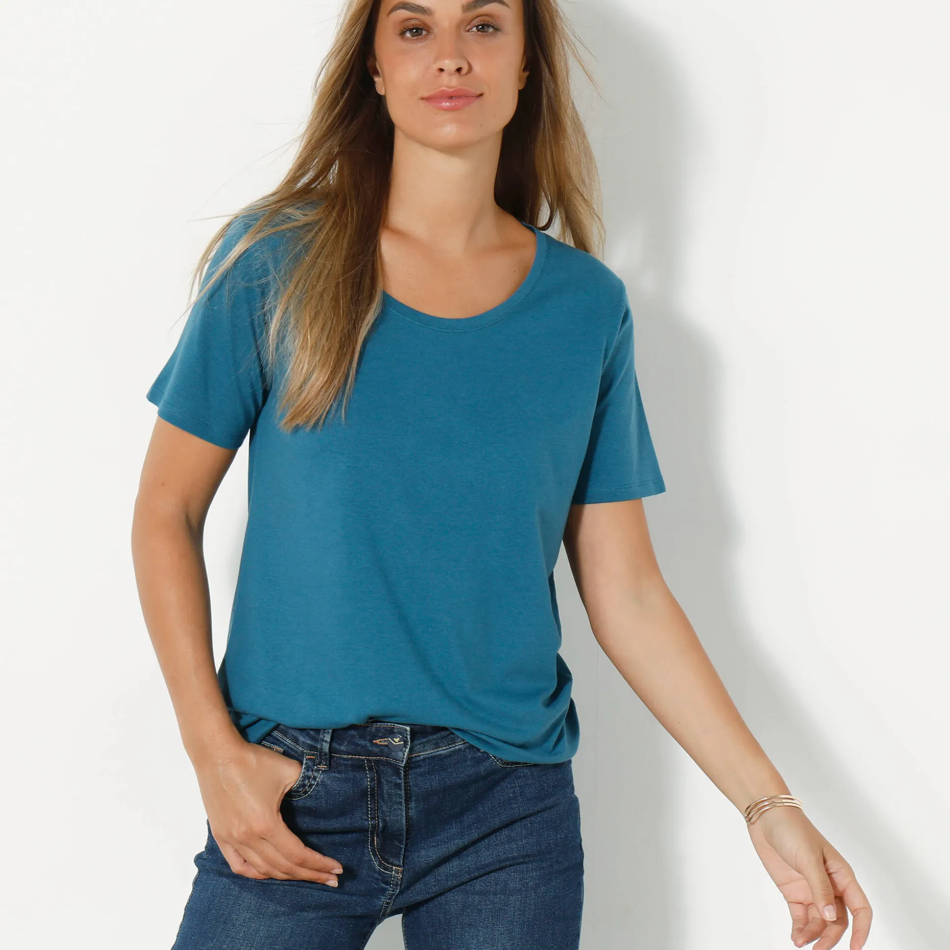 T-shirt met ronde hals en korte mouwen