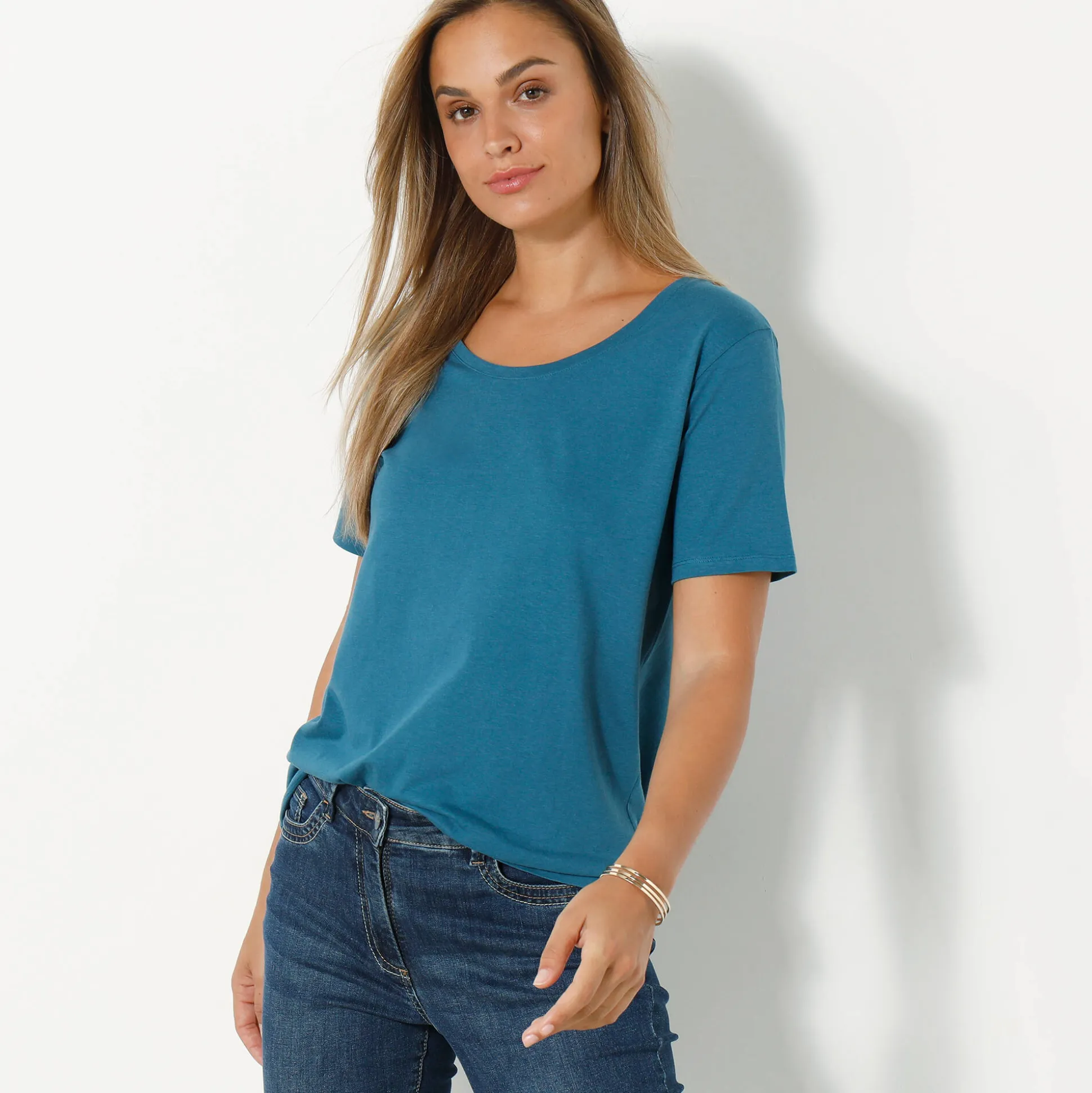 T-shirt met ronde hals en korte mouwen
