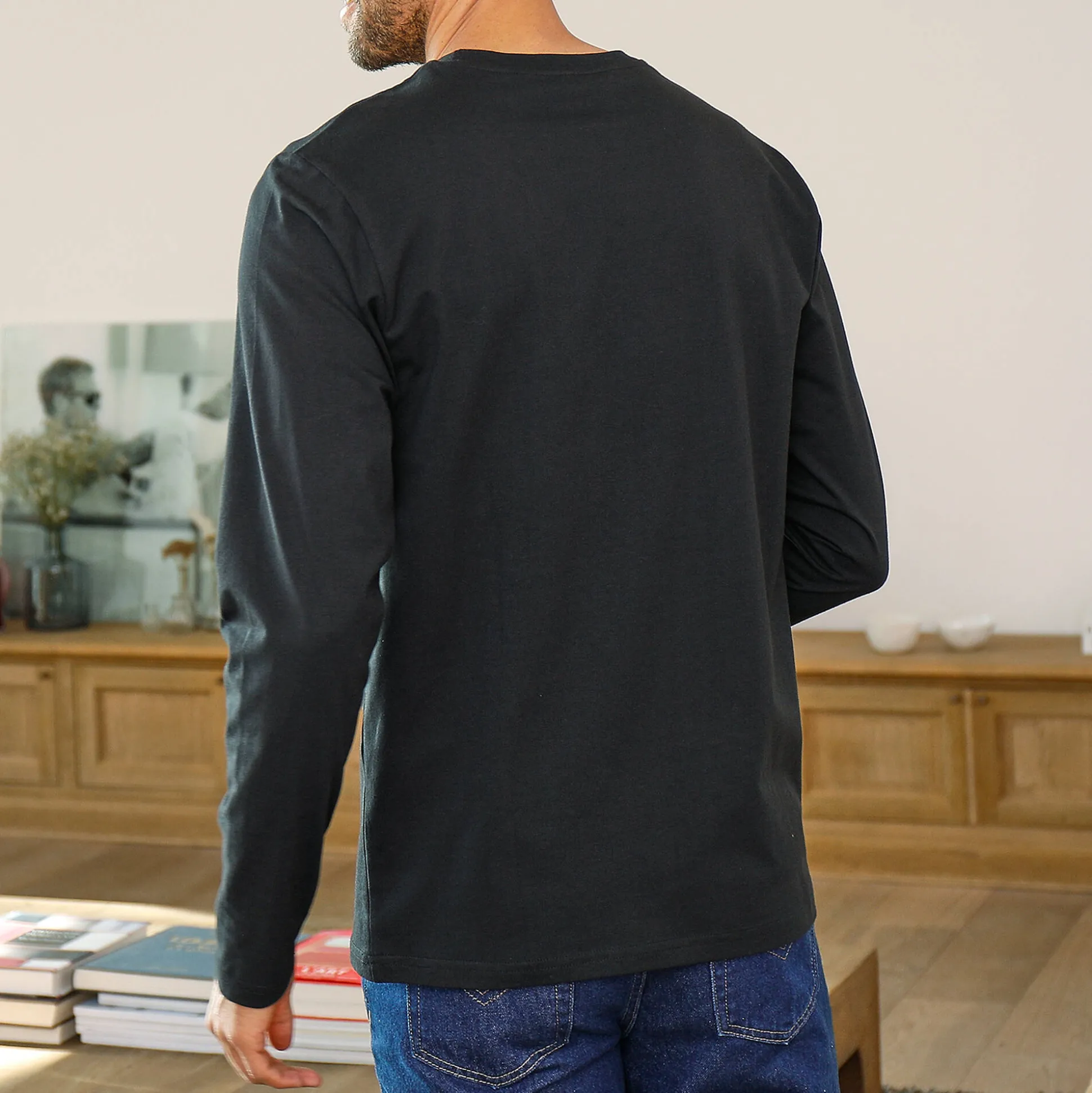 T-shirt met ronde hals en lange mouwen