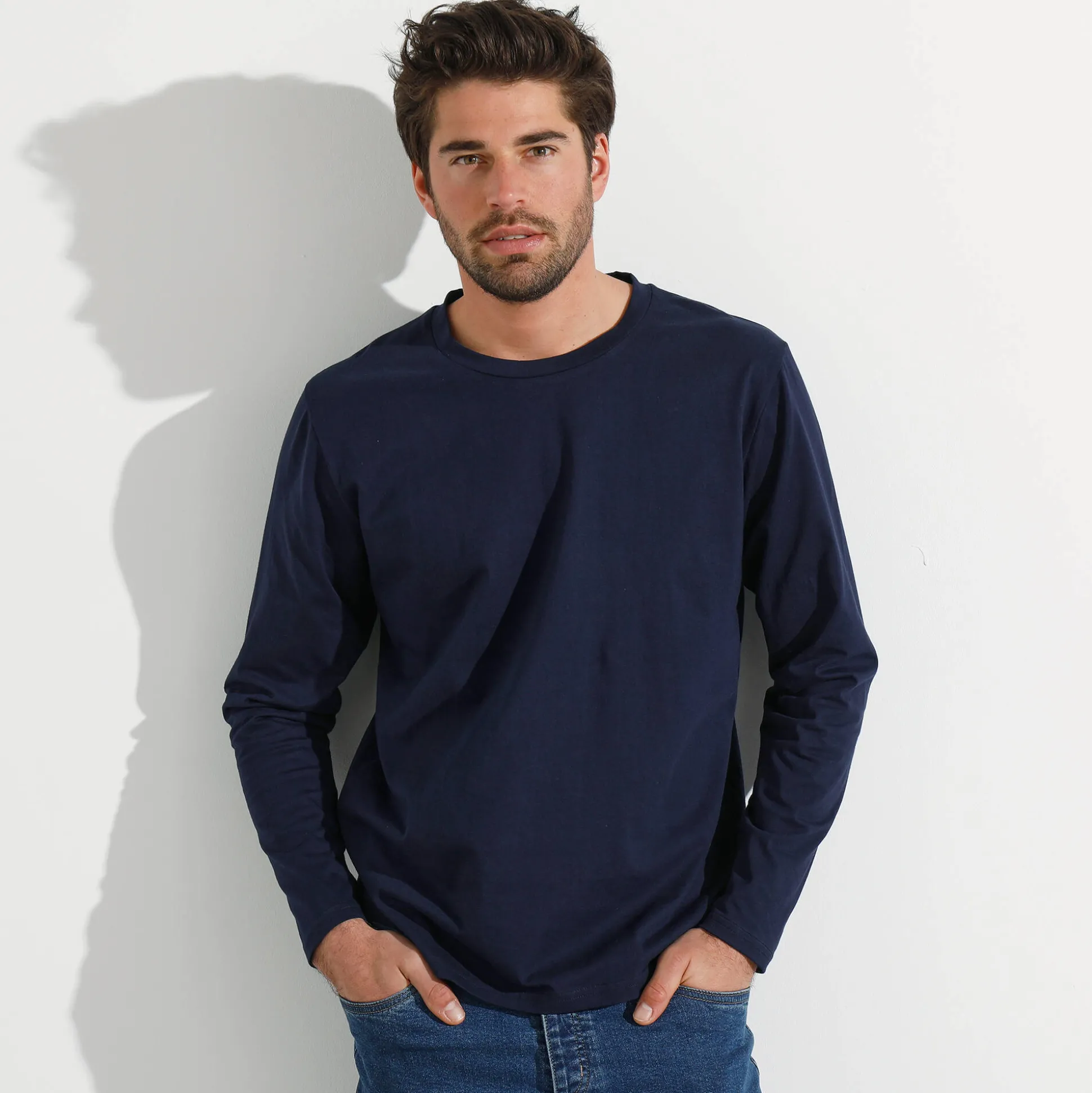 T-shirt met ronde hals en lange mouwen