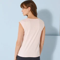 T-shirt met V-hals en fantasieknopen