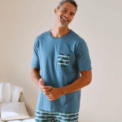 T-shirt pyjama manches courtes bleu