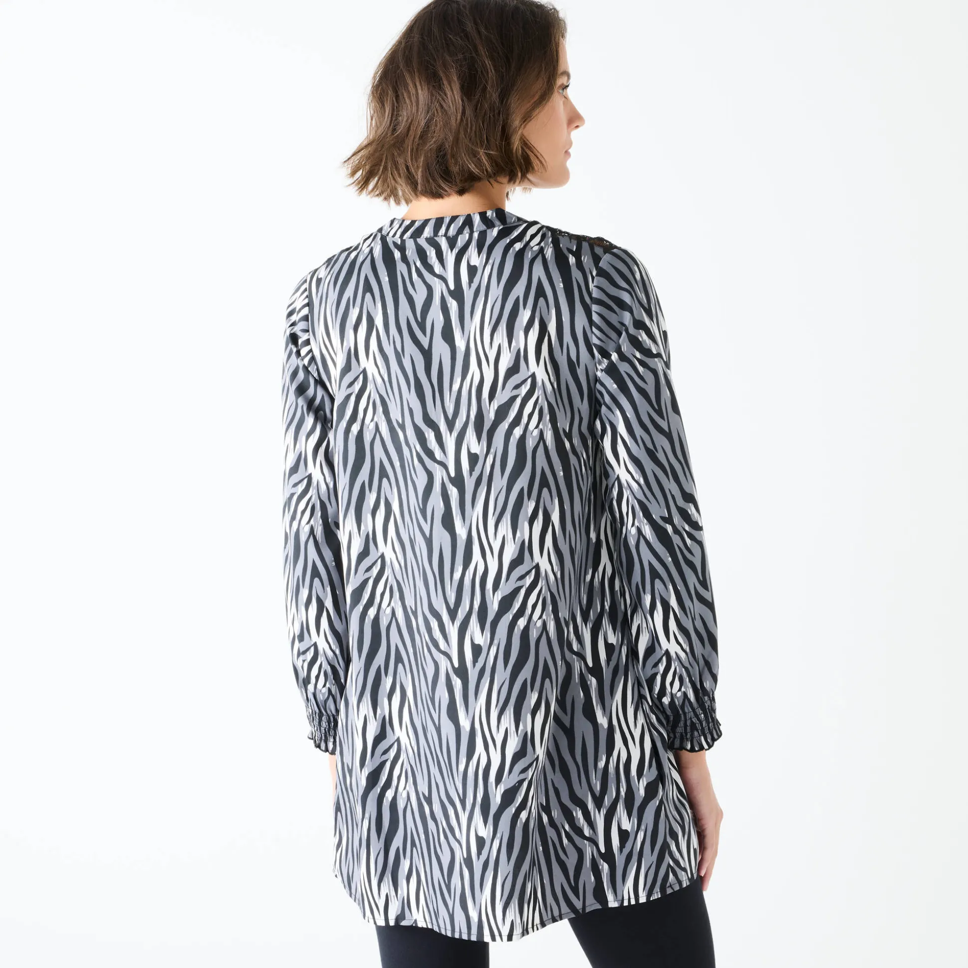 Tuniek met kant en lange mouwen, zebraprint