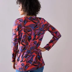 Tuniek met knoopkraag en bloemenprint