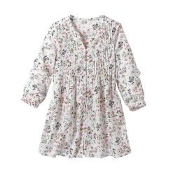 Tuniek met knopen, plooitjes en bloemenprint