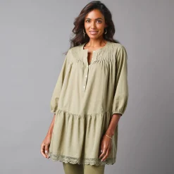 Tuniek met macramé en 3/4-mouwen