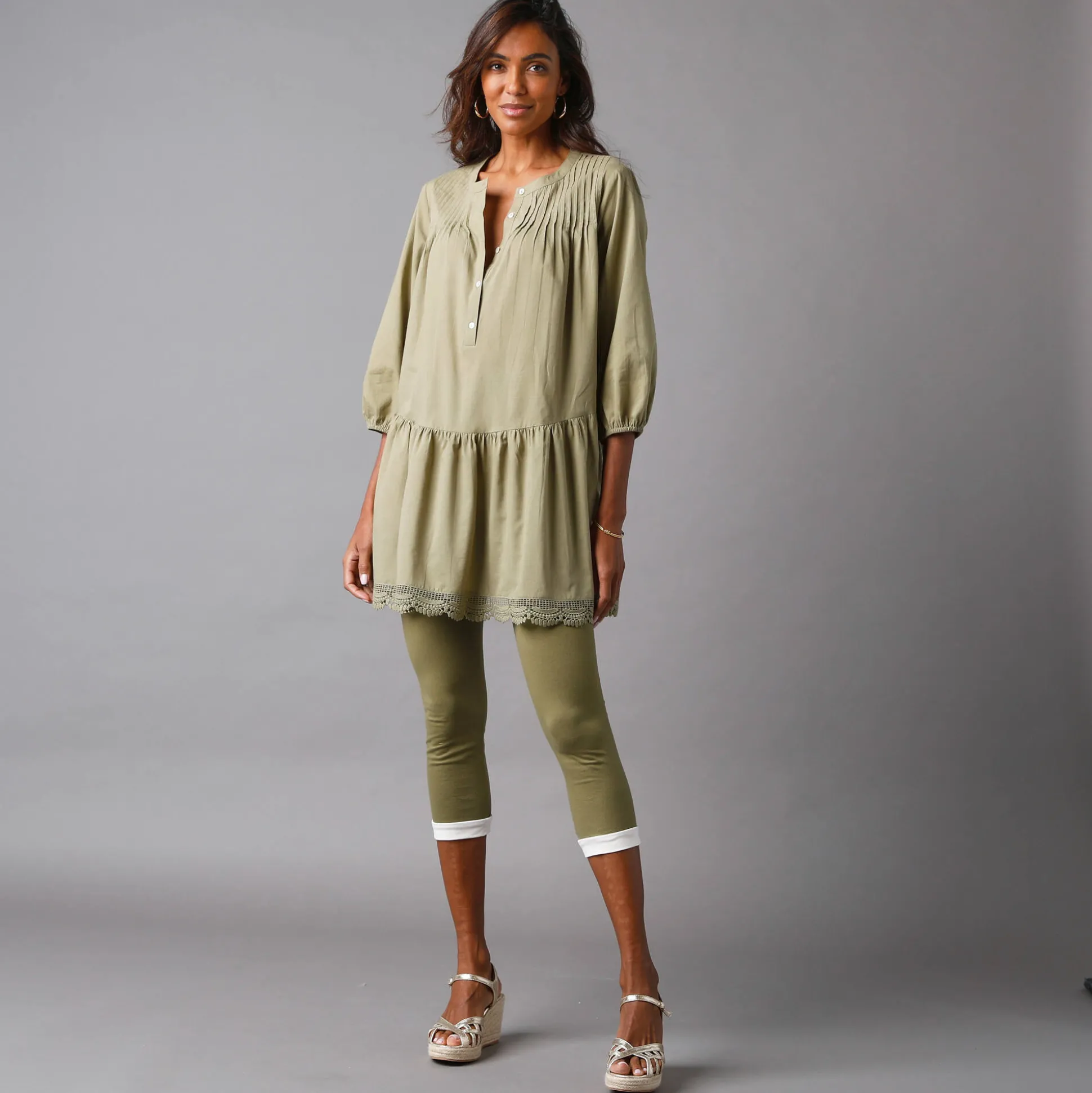 Tuniek met macramé en 3/4-mouwen
