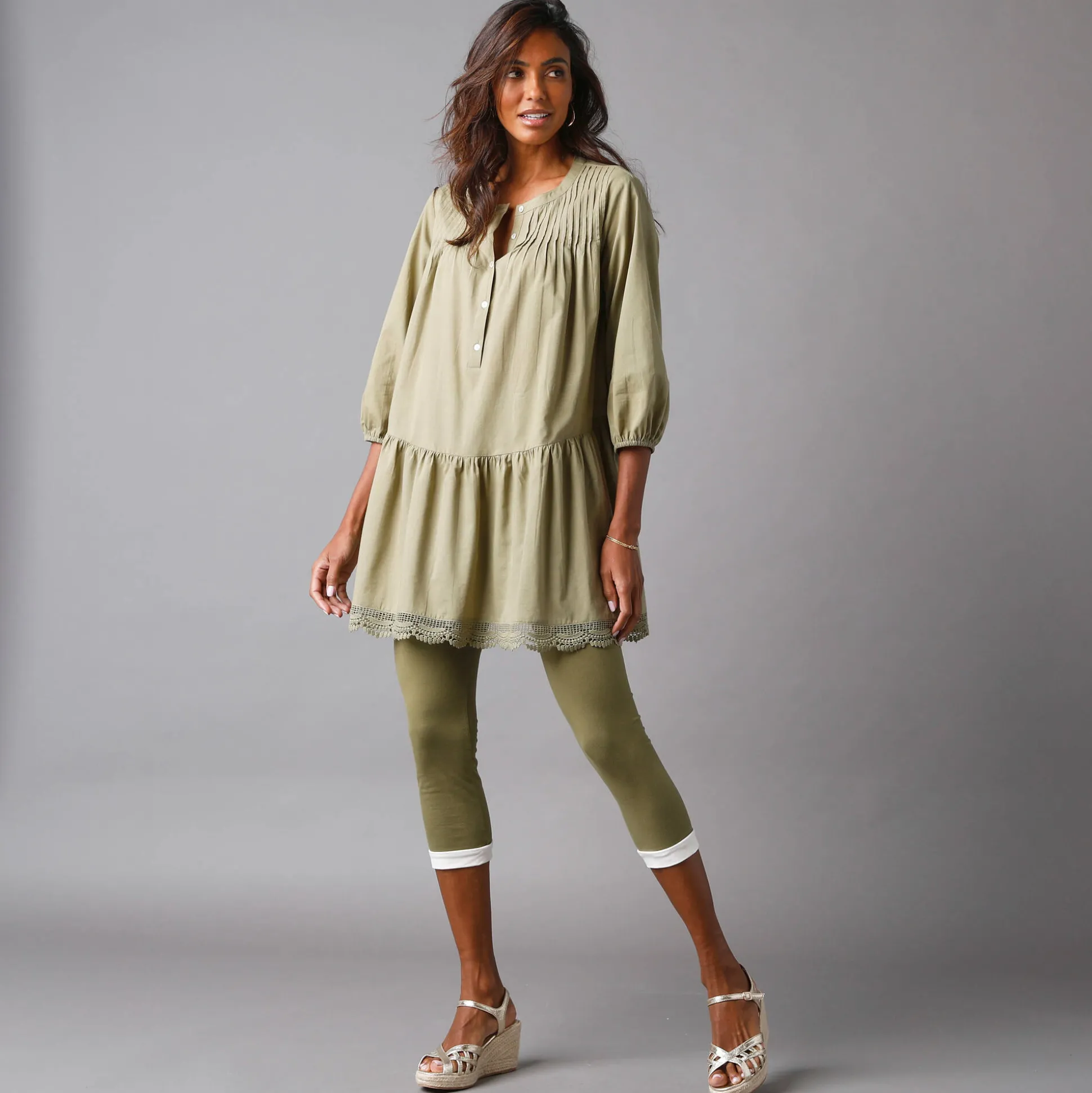 Tuniek met macramé en 3/4-mouwen