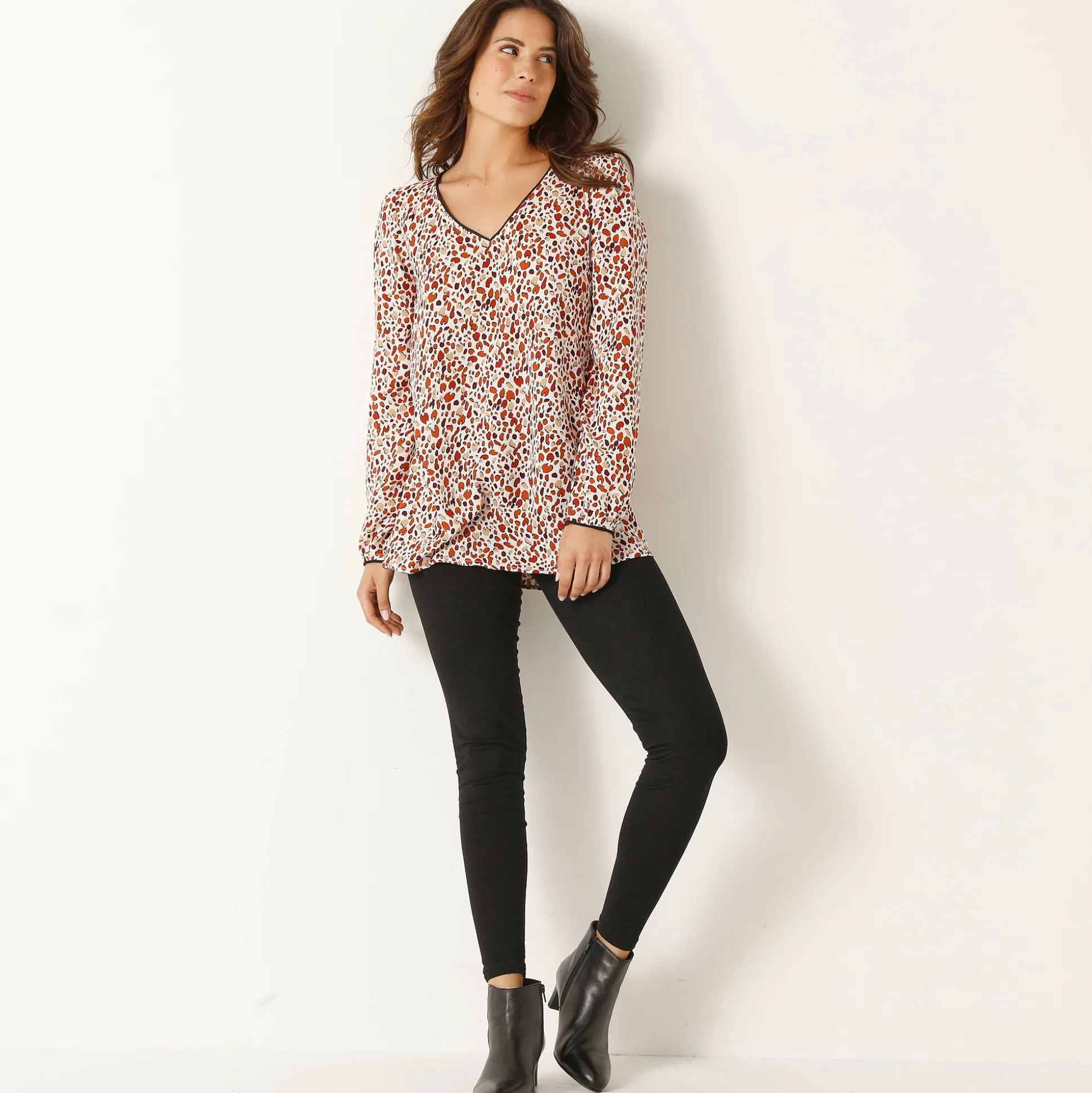 Tuniek met minimalistische print, crêpe