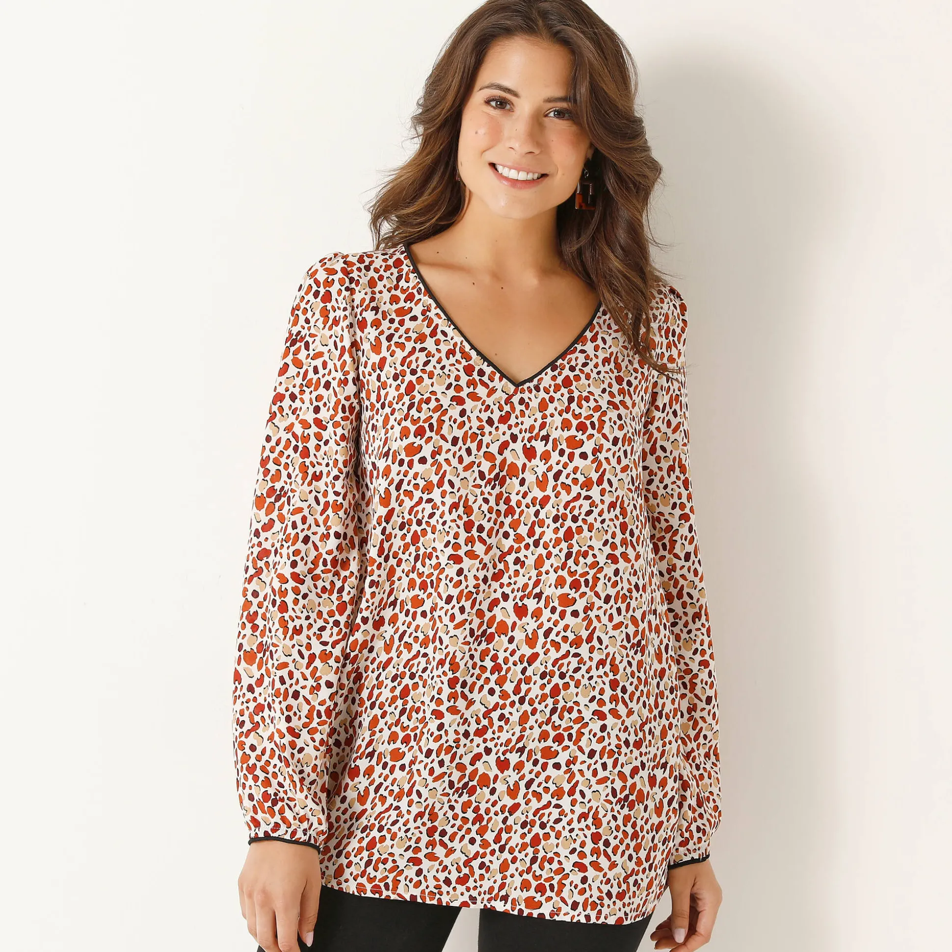 Tuniek met minimalistische print, crêpe