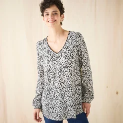 Tuniek met minimalistische print, crêpe