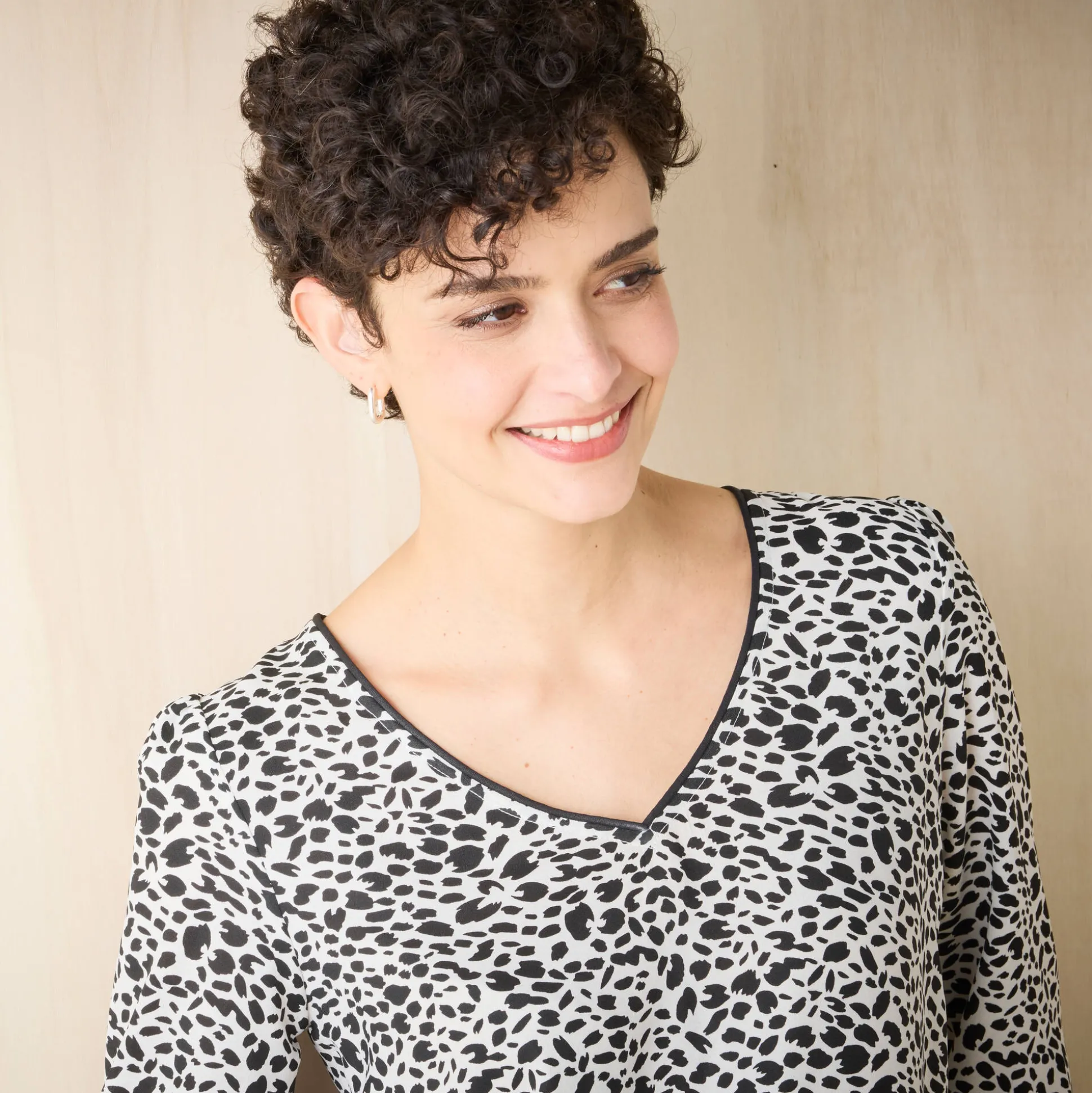 Tuniek met minimalistische print, crêpe