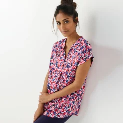 Tuniek met mouwomslagen, veelkleurige print