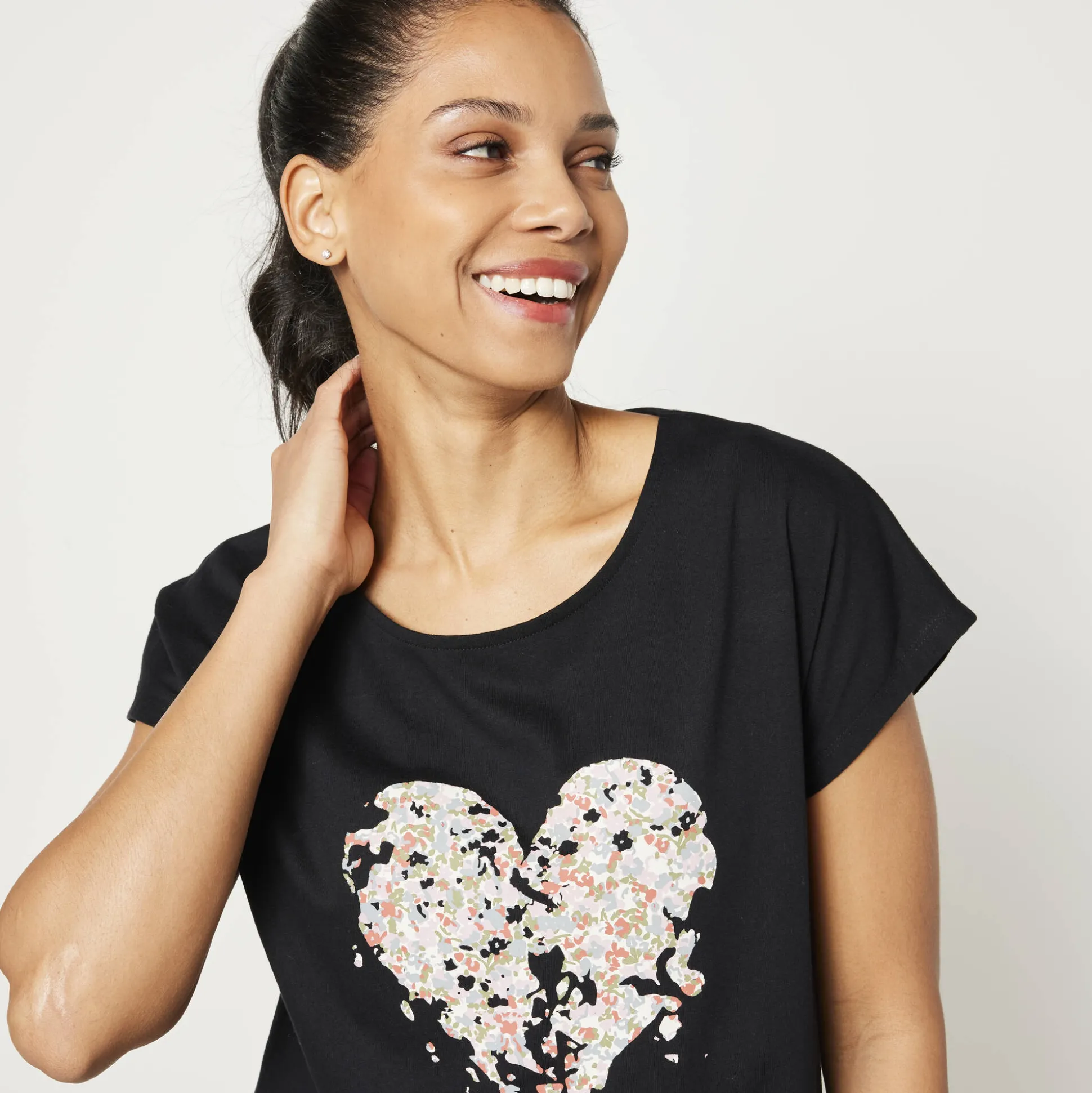 Tuniek met ronde hals en geplaatste print
