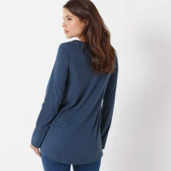 Tuniek met Tunesische hals en lange mouwen, geplaatste print