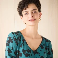 Tuniek met tweekleurige print, crêpe