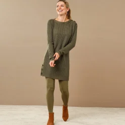 Tuniektrui met knoopsluiting en mohairtouch