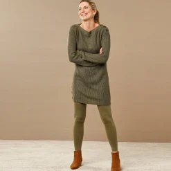 Tuniektrui met knoopsluiting en mohairtouch
