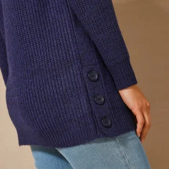 Tuniektrui met knoopsluiting en mohairtouch