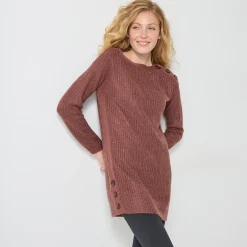 Tuniektrui met knoopsluiting en mohairtouch