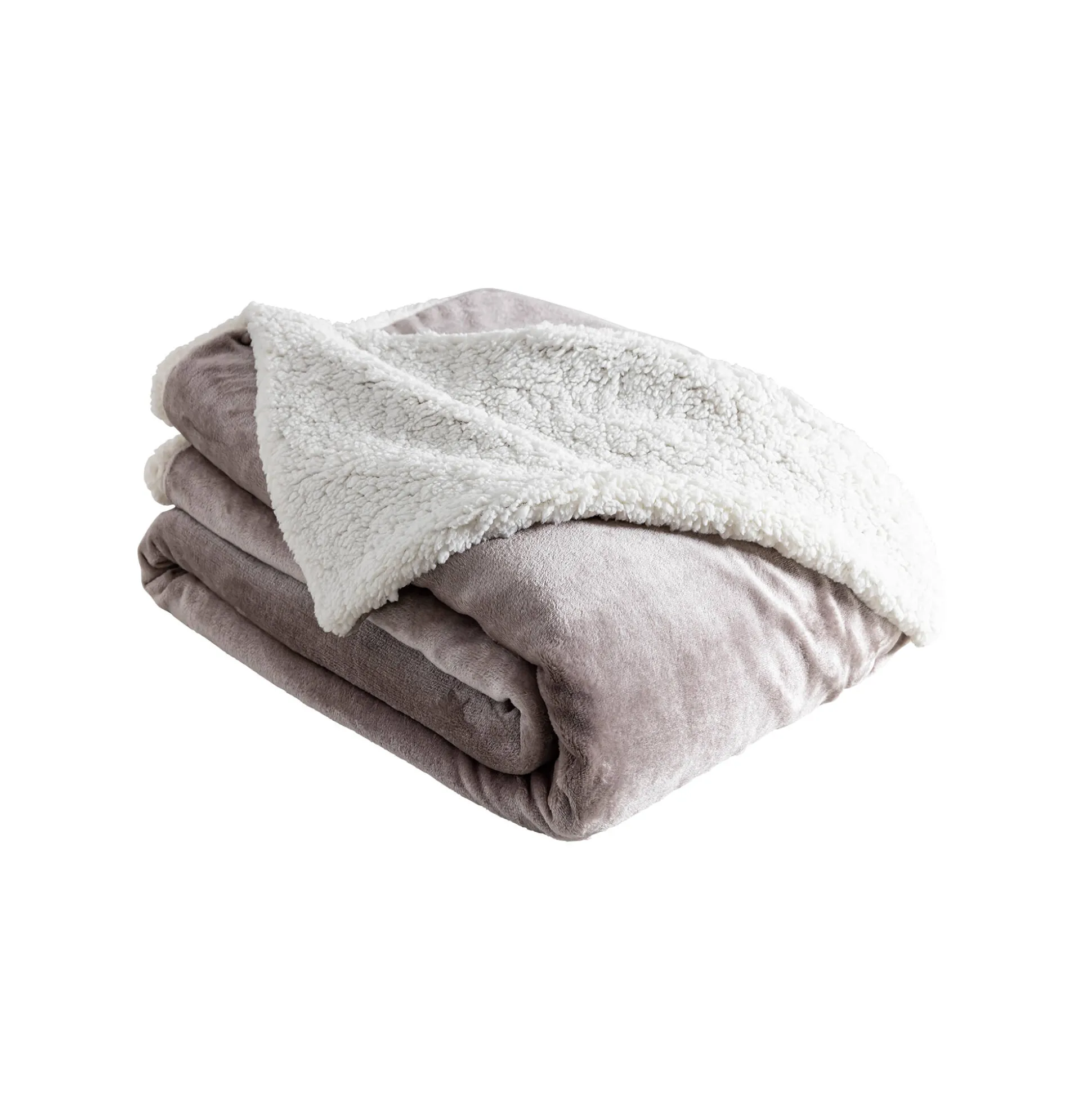 Tweekleurig deken in fleece en sherpa