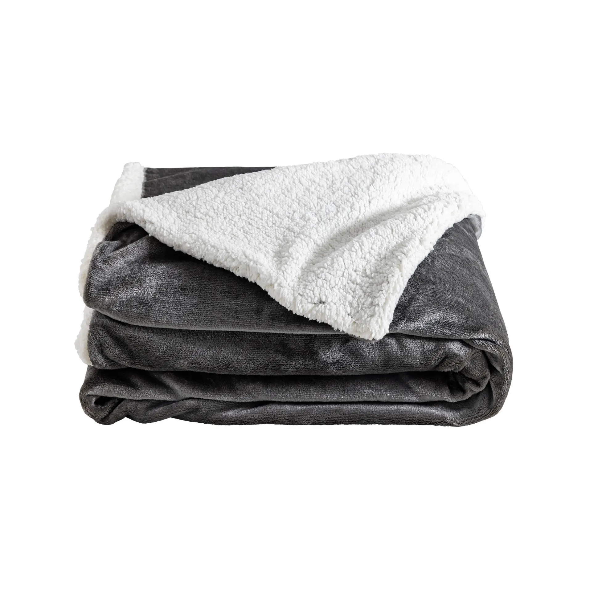 Tweekleurig deken in fleece en sherpa