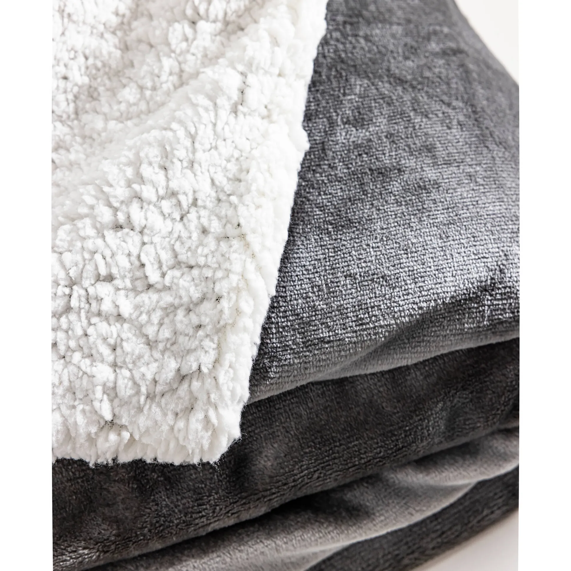 Tweekleurig deken in fleece en sherpa
