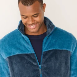 Tweekleurige blouson met rits, fleece met pluchetouch