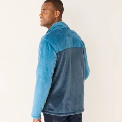 Tweekleurige blouson met rits, fleece met pluchetouch
