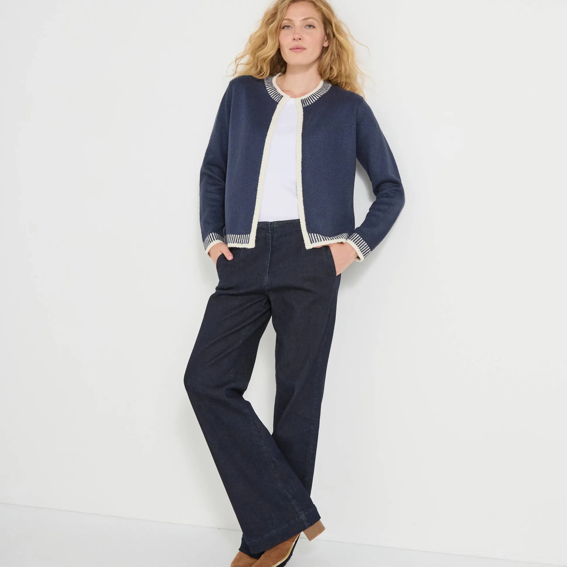 Tweekleurige cardigan, ronde hals