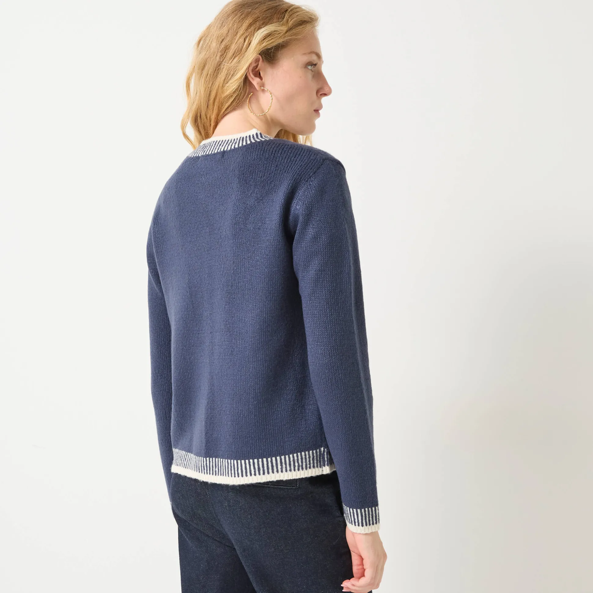 Tweekleurige cardigan, ronde hals