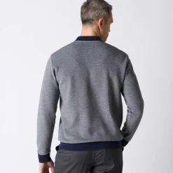 Tweekleurige polo in warm tricot, lange mouwen