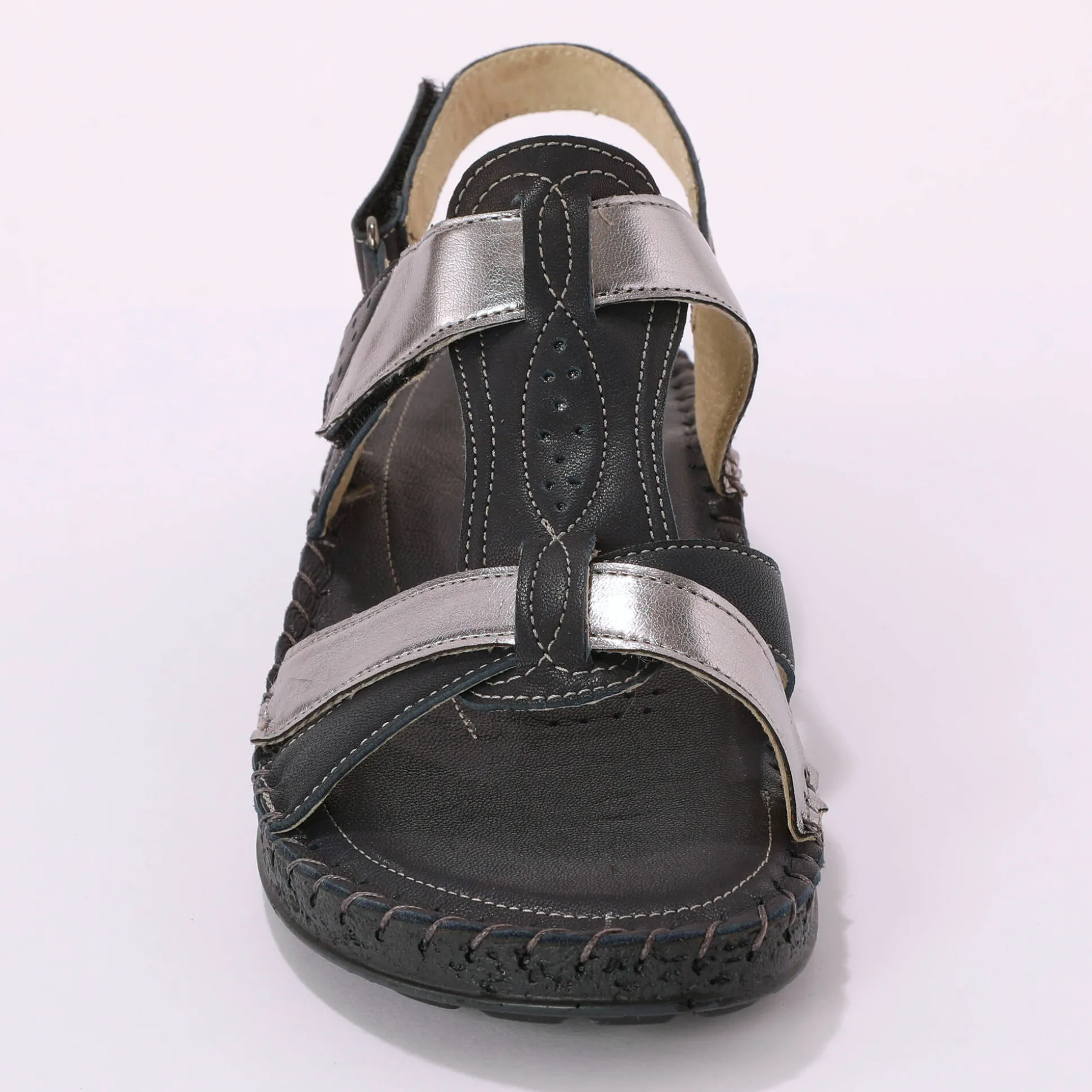 Tweekleurige sandalen in extrasoepel leer