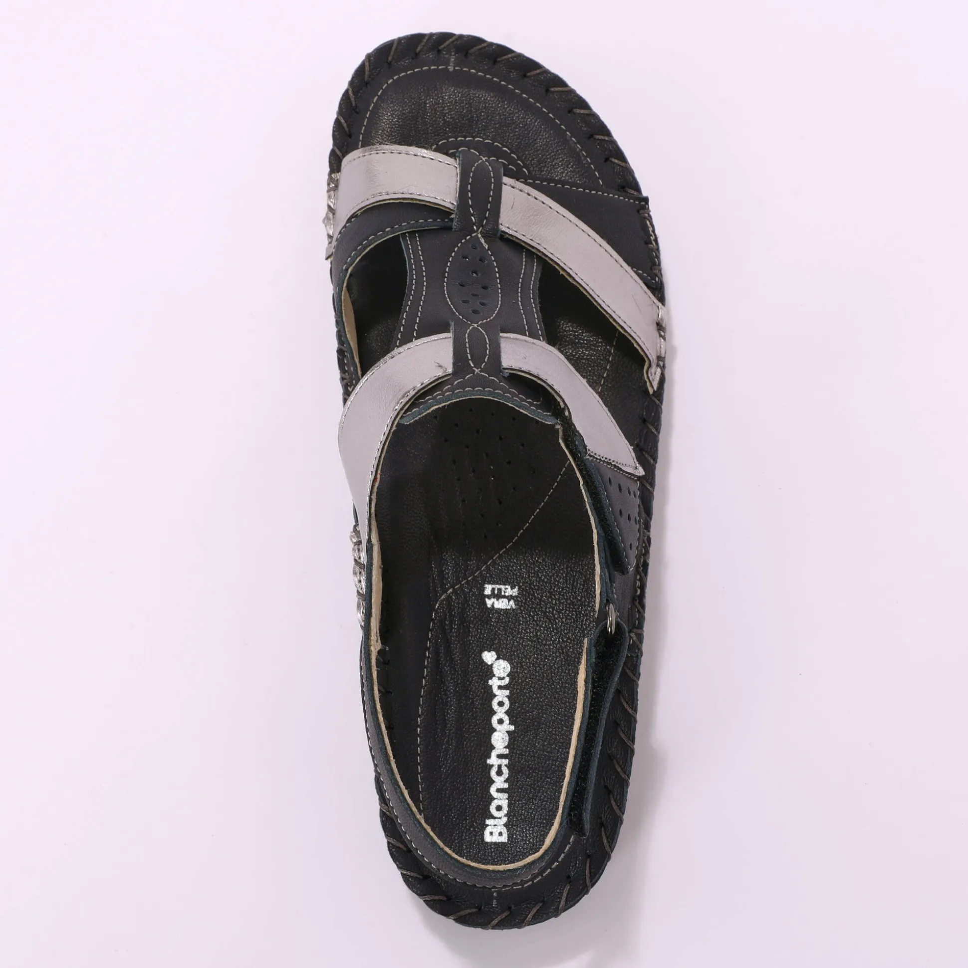 Tweekleurige sandalen in extrasoepel leer