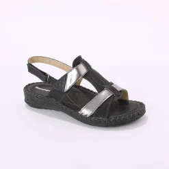 Tweekleurige sandalen in extrasoepel leer