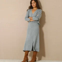 Uitlopende rok in midimodel, tricot