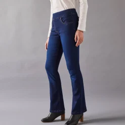 Ultracomfortabele bootcutjeans, tricot met denimeffect, kleine lengte