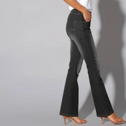 Ultrarekbare bootcut jeans, tricot met jeansaspect, grote lengte