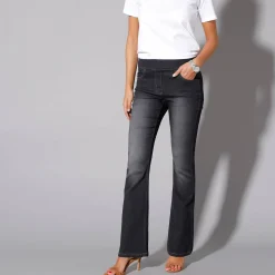 Ultrarekbare bootcut jeans, tricot met jeansaspect, grote lengte