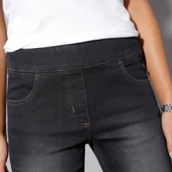 Ultrarekbare bootcut jeans, tricot met jeansaspect, grote lengte