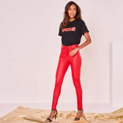 Ultrarekbare, nauwsluitende broek met coating