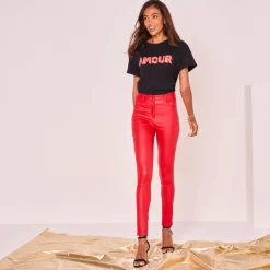 Ultrarekbare, nauwsluitende broek met coating